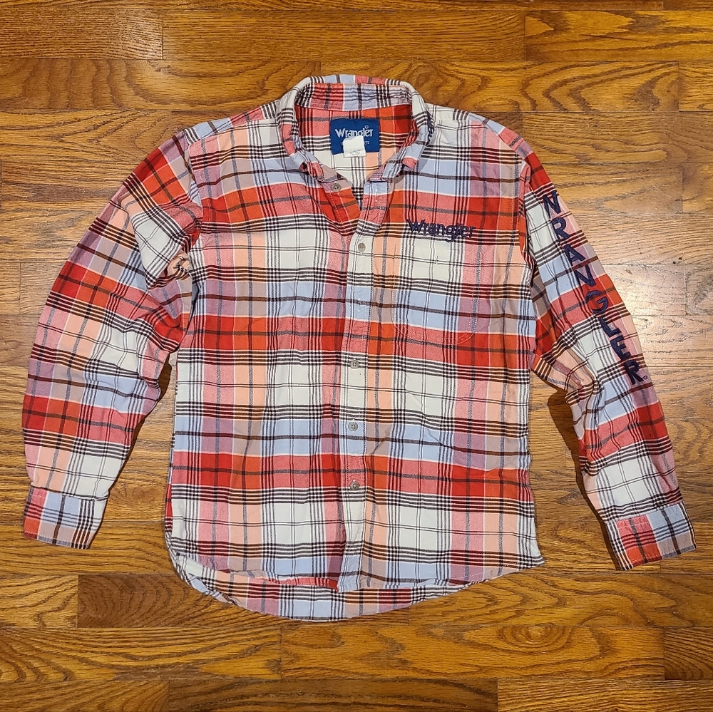 Wrangler Boys Western Plaid Shirt Size L (10-12)